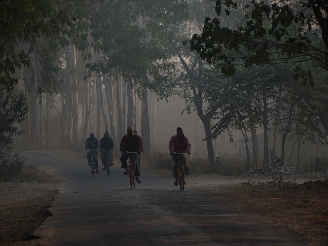 Group of road cyclists riding together outdoors on paved roads.